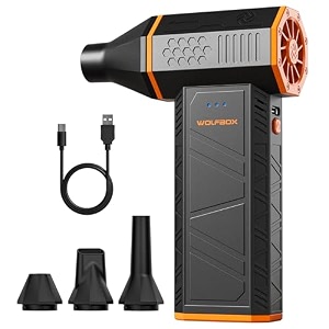 wolfbox electric air duster megaflow 50 with 110000rpm 3-gear adjustable mini blower cordless fast charging suitable for dust removal in computers keyboards cars houses and outdoors