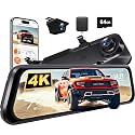 WOLFBOX G850 PRO 4K Mirror Dash Cam with ADAS and BSD,64GB Card,5.8GHz WiFi