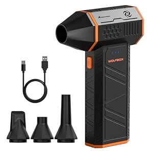 wolfbox mf50 cordless electric air duster-110000rpm high-power mini blower with 3-speed settings and fast charging ideal dust blower for computer keyboard car home and outdoor use