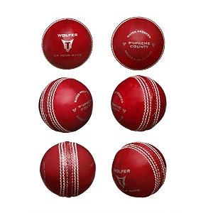 wolfer club edition red cricket leather ball - pack of 6