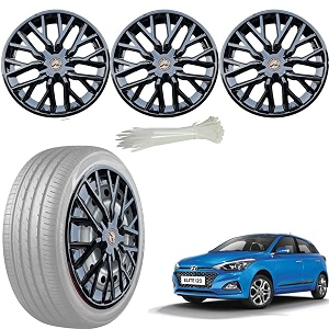 wolkomhome car accessories wheel cap hub cap 14 inch wheel cover delta full black set of 4 wheel cap for i20 elite 2018