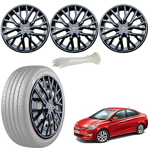 wolkomhome car accessories wheel cap hub cap 15 inch wheel cover delta full black set of 4 wheel cap for verna fluidic 4 s
