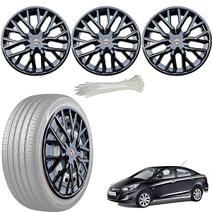 wolkomhome car accessories wheel cap hub cap 15 inch wheel cover delta full black set of 4 wheel cap for verna fluidic