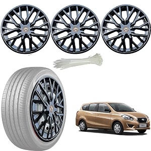 wolkomhome car accessories wheel cap hub cap 13 inch wheel cover delta full black set of 4 wheel cap for datsun go