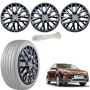 wolkomhome car accessories wheel cap hub cap 14 inch wheel cover delta full black set of 4 wheel cap for i20 active