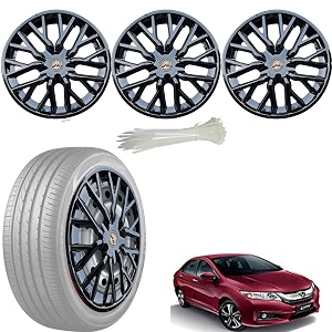 wolkomhome car accessories wheel cap hub cap 15 inch wheel cover delta full black set of 4 wheel cap for city ivtec 2016
