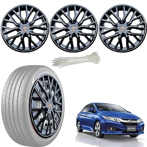 wolkomhome car accessories wheel cap hub cap 15 inch wheel cover delta full black set of 4 wheel cap for new city
