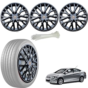 wolkomhome car accessories wheel cap hub cap 15 inch wheel cover delta full black set of 4 wheel cap for verna 2018