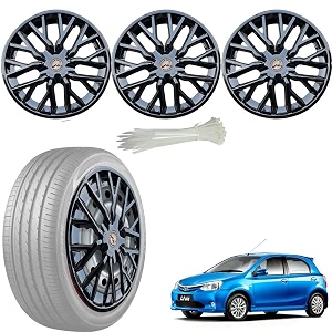 wolkomhome car accessories wheel cap hub cap 14 inch wheel cover delta full black set of 4 wheel cap for etios liva