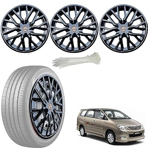 wolkomhome car accessories wheel cap hub cap 15 inch wheel cover delta full black set of 4 wheel cap for innova 2005 2012