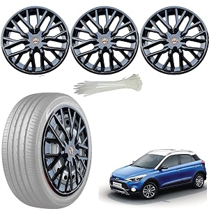 wolkomhome car accessories wheel cap hub cap 14 inch wheel cover delta full black set of 4 wheel cap for i20active