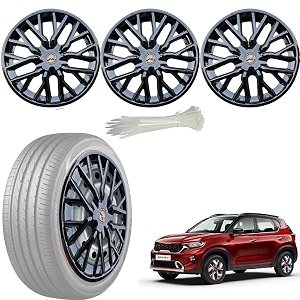 wolkomhome car accessories wheel cap hub cap 15 inch wheel cover delta full black set of 4 wheel cap for kia sonet 1 2 hte