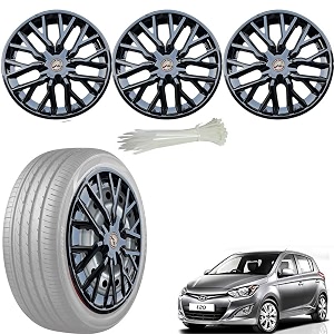 wolkomhome car accessories wheel cap hub cap 14 inch wheel cover delta full black set of 4 wheel cap for i20 type 2