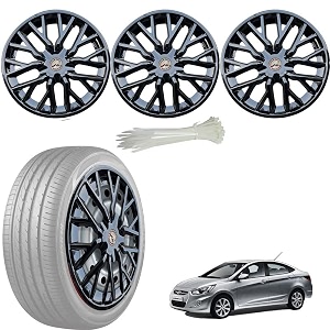 wolkomhome car accessories wheel cap hub cap 14 inch wheel cover delta full black set of 4 wheel cap for verna