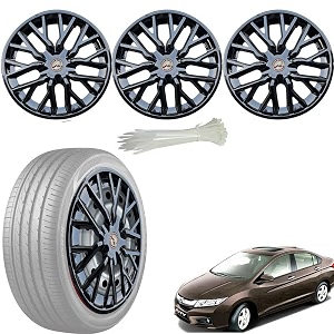 wolkomhome car accessories wheel cap hub cap 15 inch wheel cover delta full black set of 4 wheel cap for city idtec