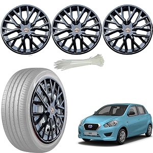wolkomhome car accessories wheel cap hub cap 13 inch wheel cover delta full black set of 4 wheel cap for datsun go