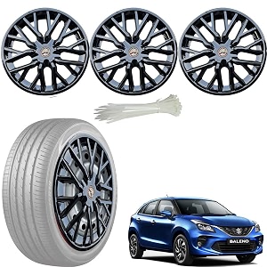 wolkomhome car accessories wheel cap hub cap 15 inch wheel cover delta full black set of 4 wheel cap for baleno