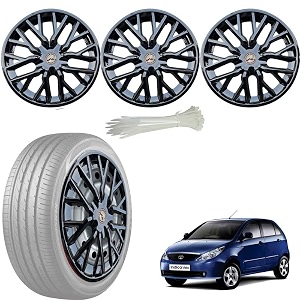 wolkomhome car accessories wheel cap hub cap 14 inch wheel cover delta full black set of 4 wheel cap for indica vista