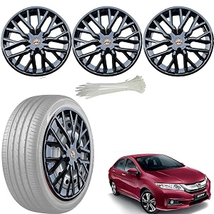 wolkomhome car accessories wheel cap hub cap 15 inch wheel cover delta full black set of 4 wheel cap for city idtec 2016