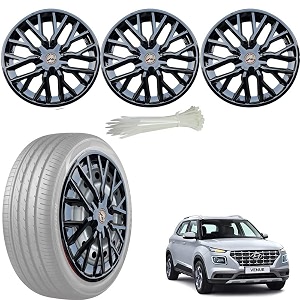 wolkomhome car accessories wheel cap hub cap 15 inch wheel cover delta full black set of 4 wheel cap for venue