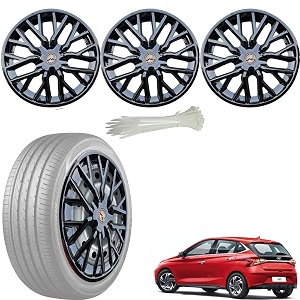 wolkomhome car accessories wheel cap hub cap 15 inch wheel cover delta full black set of 4 wheel cap for new i20 2020