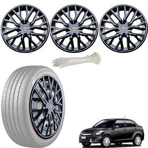 wolkomhome car accessories wheel cap hub cap 14 inch wheel cover delta full black set of 4 wheel cap for swift dzire type 3