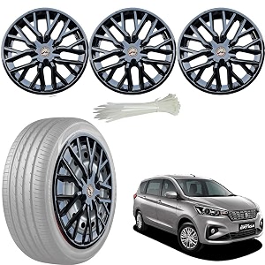 wolkomhome car accessories wheel cap hub cap 15 inch wheel cover delta full black set of 4 wheel cap for ertiga 2019