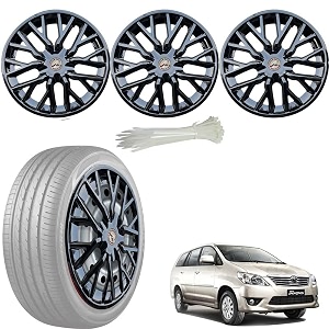 wolkomhome car accessories wheel cap hub cap 15 inch wheel cover delta full black set of 4 wheel cap for innova 2012 2013