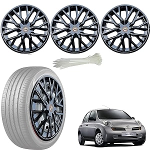 wolkomhome car accessories wheel cap hub cap 14 inch wheel cover delta full black set of 4 wheel cap for micra