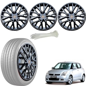 wolkomhome car accessories wheel cap hub cap 14 inch wheel cover delta full black set of 4 wheel cap for swift type 1