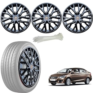 wolkomhome car accessories wheel cap hub cap 15 inch wheel cover delta full black set of 4 wheel cap for ciaz