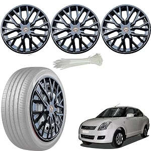 wolkomhome car accessories wheel cap hub cap 14 inch wheel cover delta full black set of 4 wheel cap for swift dzire