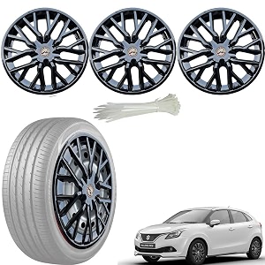 wolkomhome car accessories wheel cap hub cap 15 inch wheel cover delta full black set of 4 wheel cap for baleno rs 2019