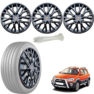 wolkomhome car accessories wheel cap hub cap 14 inch wheel cover delta full black set of 4 wheel cap for etios cross
