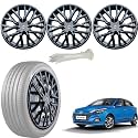 WolkomHome Car Accessories Wheel Cap, Hub Cap 14 Inch Wheel Cover Delta Full Black Set of 4 Wheel Cap for I20 Elite 2018