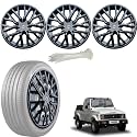 WolkomHome Car Accessories Wheel Cap, Hub Cap 15 Inch Wheel Cover Delta Full Black Set of 4 Wheel Cap for Gypsy Mg410