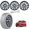 WolkomHome Car Accessories Wheel Cap, Hub Cap 15 Inch Wheel Cover Delta Full Black Set of 4 Wheel Cap for TUV 300