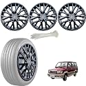 WolkomHome Car Accessories Wheel Cap, Hub Cap 14 Inch Wheel Cover Delta Full Black Set of 4 Wheel Cap for Qualis