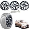 WolkomHome Car Accessories Wheel Cap, Hub Cap 13 Inch Wheel Cover Delta Full Black Set of 4 Wheel Cap for I10 Type 1 Old