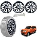 WolkomHome Car Accessories Wheel Cap, Hub Cap 15 Inch Wheel Cover Delta Full Black Set of 4 Wheel Cap for Sumo Grand