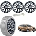 WolkomHome Car Accessories Wheel Cap, Hub Cap 13 Inch Wheel Cover Delta Full Black Set of 4 Wheel Cap for Datsun Go