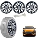 WolkomHome Car Accessories Wheel Cap, Hub Cap 14 Inch Wheel Cover Delta Full Black Set of 4 Wheel Cap for Swift New