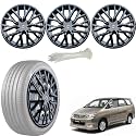 WolkomHome Car Accessories Wheel Cap, Hub Cap 15 Inch Wheel Cover Delta Full Black Set of 4 Wheel Cap for Innova