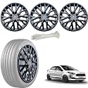 WolkomHome Car Accessories Wheel Cap, Hub Cap 14 Inch Wheel Cover Delta Full Black Set of 4 Wheel Cap for Figo