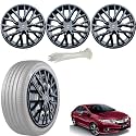 WolkomHome Car Accessories Wheel Cap, Hub Cap 15 Inch Wheel Cover Delta Full Black Set of 4 Wheel Cap for City Ivtec 2016