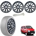 WolkomHome Car Accessories Wheel Cap, Hub Cap 13 Inch Wheel Cover Delta Full Black Set of 4 Wheel Cap for Eeco