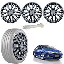 WolkomHome Car Accessories Wheel Cap, Hub Cap 15 Inch Wheel Cover Delta Full Black Set of 4 Wheel Cap for New City