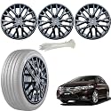 WolkomHome Car Accessories Wheel Cap, Hub Cap 15 Inch Wheel Cover Delta Full Black Set of 4 Wheel Cap for City Ivtec