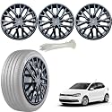 WolkomHome Car Accessories Wheel Cap, Hub Cap 15 Inch Wheel Cover Delta Full Black Set of 4 Wheel Cap for Polo Exquisite