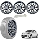 WolkomHome Car Accessories Wheel Cap, Hub Cap 13 Inch Wheel Cover Delta Full Black Set of 4 Wheel Cap for Micra Active
